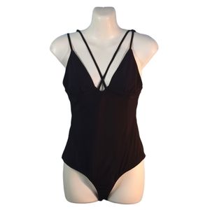 Zara NWT Black Crisscross Thong Bodysuit Sz XS